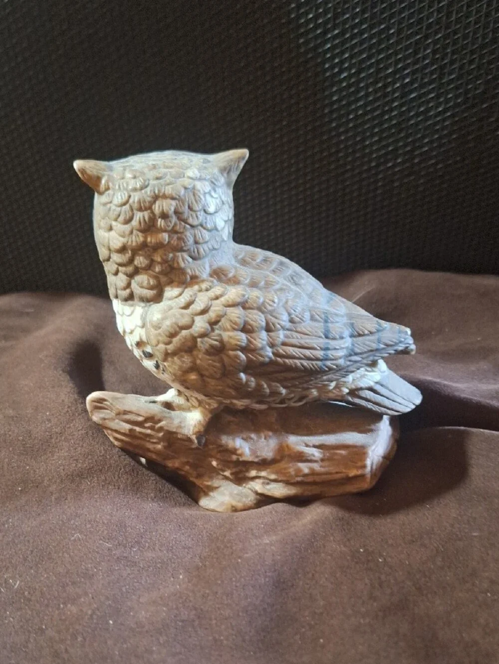 Vintage Homco Ceramic Owl Figurine in Brown and Cream
